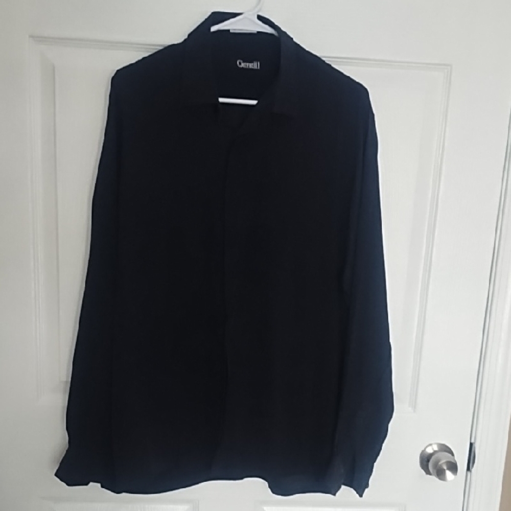 Genelli  Black 100% Silk Long Sleeve Shirt